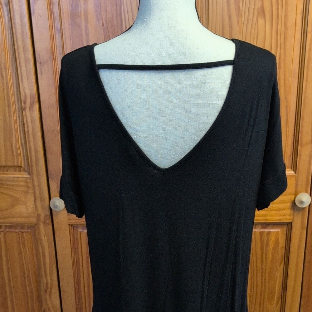 Grecerelle V Neck Stretch Casual Black Maxi Dress XL                 CC118 - Picture 6 of 8